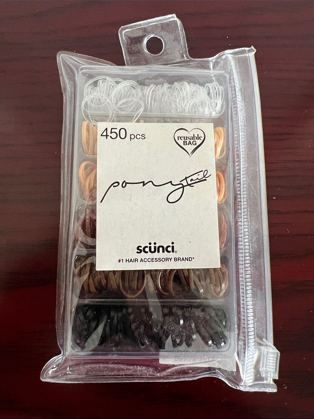 scünci Clear, Tan, Brown, Black Ponytail Hair Elastics - 450 pcs